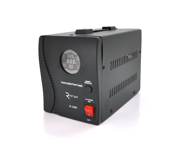 Джерело безперебійного живлення Ritar SK-500VA (300W), DC:145-275V, AC:230V (правильна синусоїда), LED-дисплей, 1Shuko socket, 12V під зовнішню батарею, струм заряду 10/15А, Q4