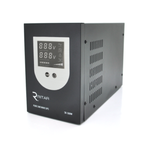 Джерело безперервного живлення Ritar SK-800VA (500W), DC:145-275V, AC:230V (правильна синусоїда), LCD-дисплей, 2Shuko socket, 12V, під зовнішню батарею, струм заряду 10/15А, Q2